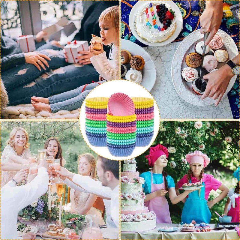 Selizo 600 Pcs Cupcake Liners Cupcake Wrappers Cupcake Paper Baking Cups for Cake Balls, Muffins, Cupcakes and Candies, Assorted Bright Colors - Image 5